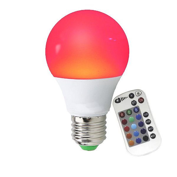 Lâmpada Smart Bulbo LED 9W RGB Colorido com Controle Remoto