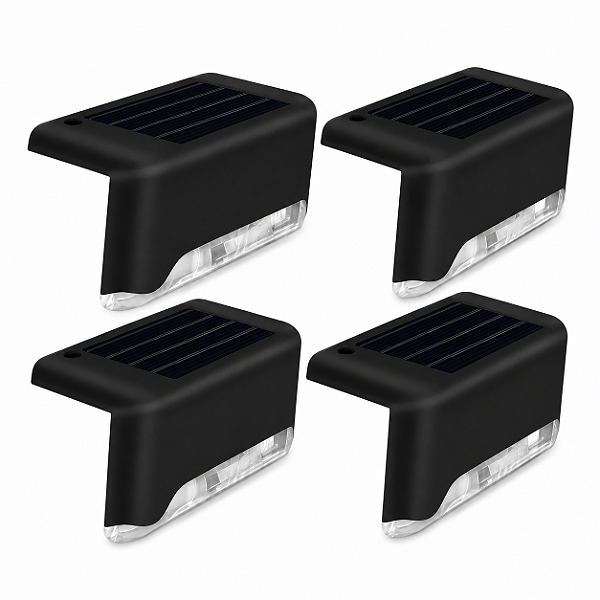 Kit 4 Luminária Solar Balizador Para Escada Deck Degrau Sobrepor LED Muro Externo À Prova de Água