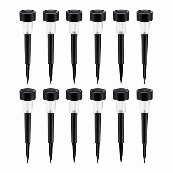 Kit 12 Luminária Solar de Jardim Espeto LED Branco Frio Balizador Externo Prova D Água