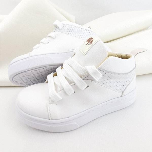 Tênis Infantil Sneaker Branco Couro Kary BWE#