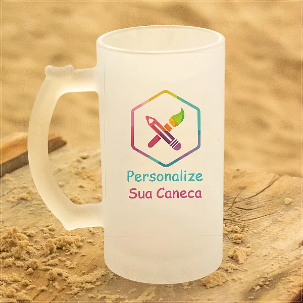 Caneca Chopp Vidro Jateado 500ml | Personalize do eu Jeito