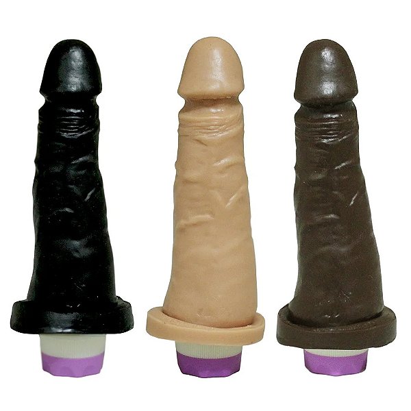 Pênis de Borracha Macio com Vibrador e Ventosa 16 x 3,5cm