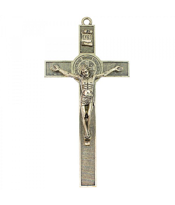 Crucifixo de Parede Dourado Metal 30x15 CM