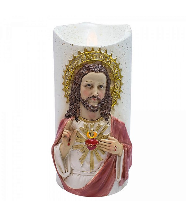 Vela Artificial Luminária Sagrado Coração de Jesus  17,5 CM