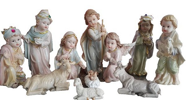 Presépio Infantil 11 Peças 20 CM - Imita Porcelana