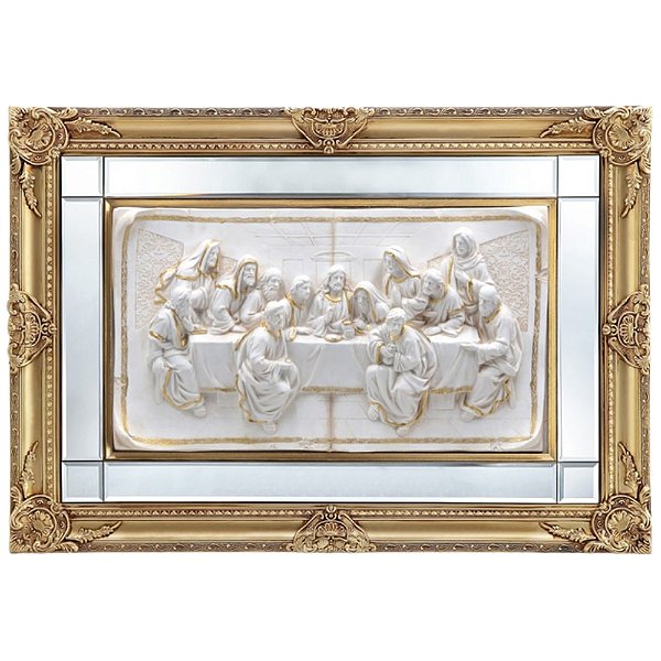 Quadro Santa Ceia com Espelho 92x64 - Marfim