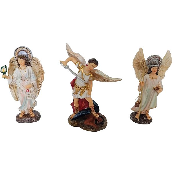 Conjunto de Arcanjos 12 CM - São Miguel, São Gabriel e São Rafael