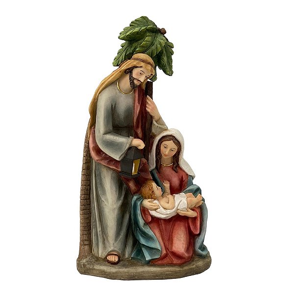 Presépio Sagrada Família 20cm de Altura Tradicional Com Palmeira