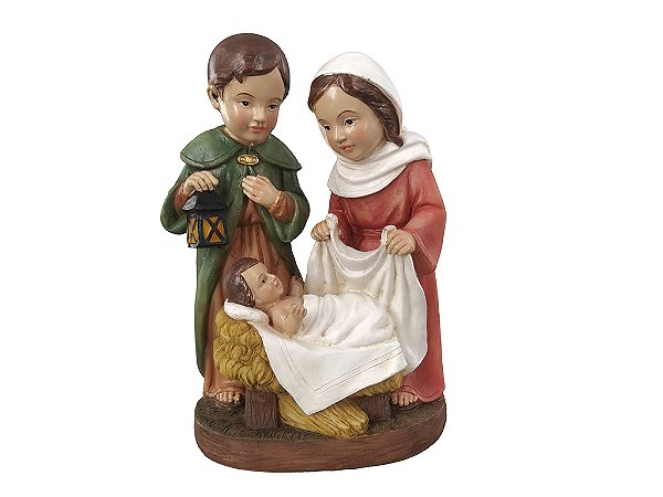 Presépio Sagrada Familia Infantil 19 CM de Altura Maria Cobrindo Jesus