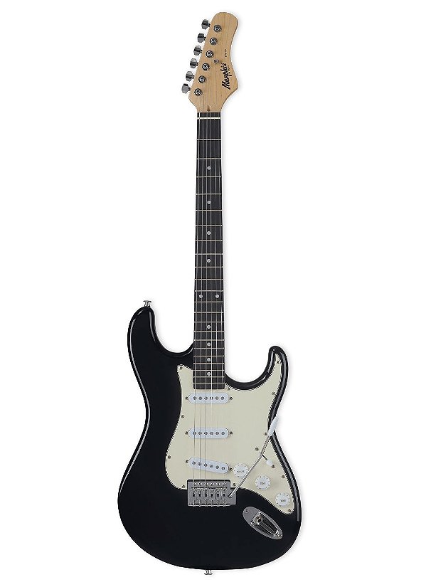 GUITARRA MEMPHIS 3S ESCALA ESCURA ESCUDO AGED WHITE MG-30 BLACK