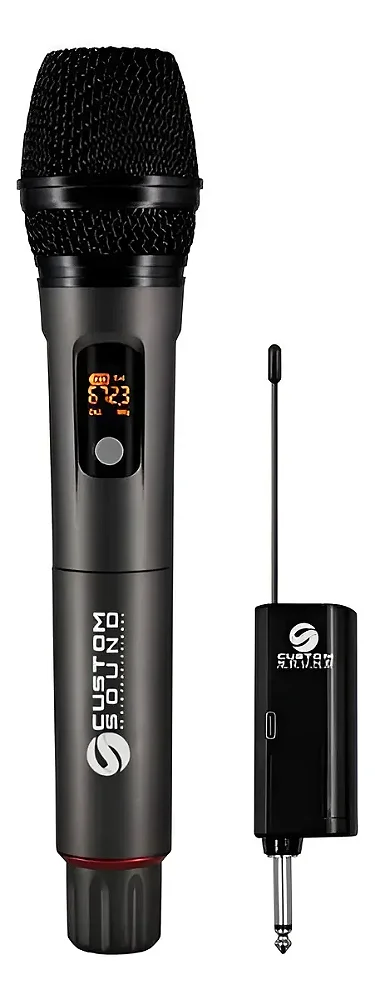 MICROFONE SEM FIO CUSTOM SOUND CW-70 P10 RECARREGAVEL
