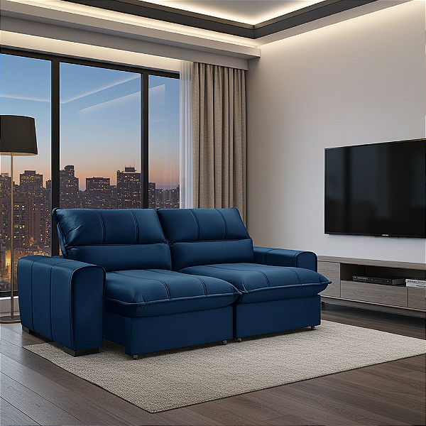 Sofá Para Sala de TV Retrátil e Reclinável Premium Dubai Com Molas Ensacadas 2,05m