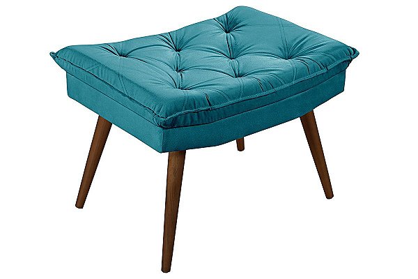 Banqueta Azul Turquesa Puff Luxo em Suede