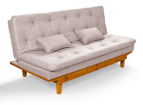Sofá Cama Linho Champagne Casal 3 Lugares Reclinável Caribe