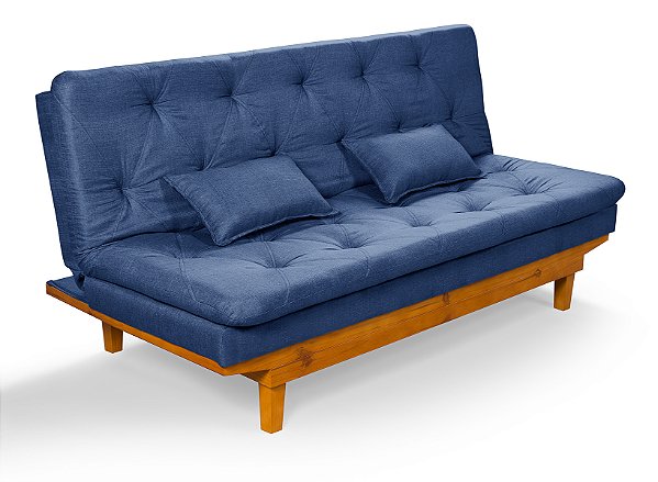 Sofá Cama Linho Azul Casal 3 Lugares Reclinável Caribe