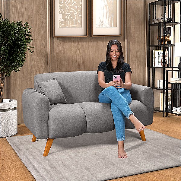 Namoradeira 2 Lugares Dallas em Linho Cinza 1,45m