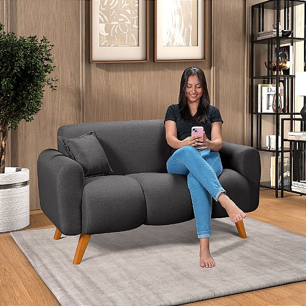 Namoradeira 2 Lugares Dallas em Linho Grafite 1,45m