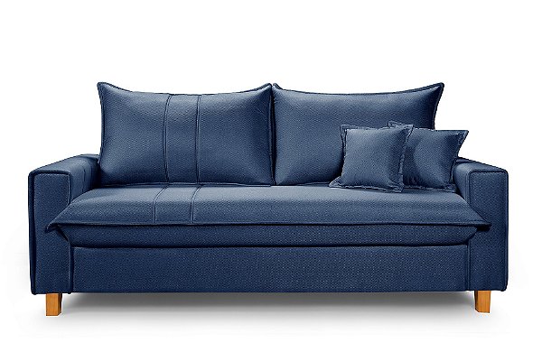 Sofá 3 Lugares Baú Montana Living em Tecido Linho Azul 1,95m