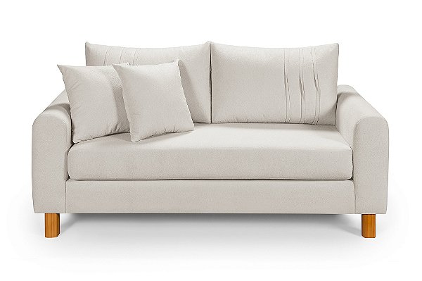 Sofá em Bouclê Off White Living 3 Lugares 180cm