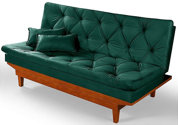 Sofá Cama Verde Reclinável Caribe 6F8VSUJYK 3 Posições em Suede - Zargo