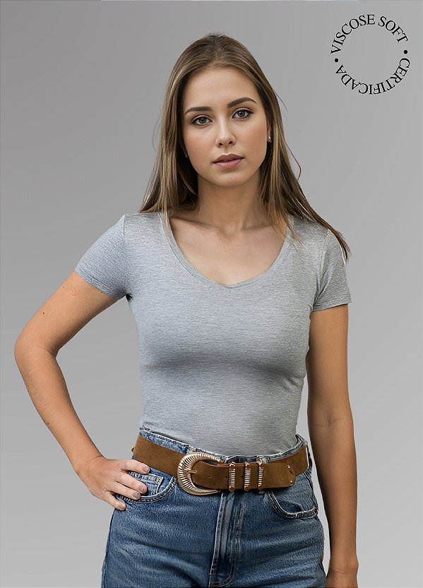 Blusa Slim Soft Touch Decote V