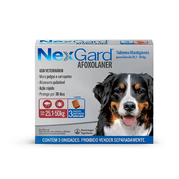 Antipulgas e Carrapatos NexGard Cães 25 à 50kg combo