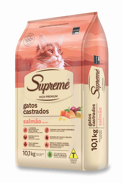 Ração Supreme High Premium Gatos Castrados Salmão 10,1 kg
