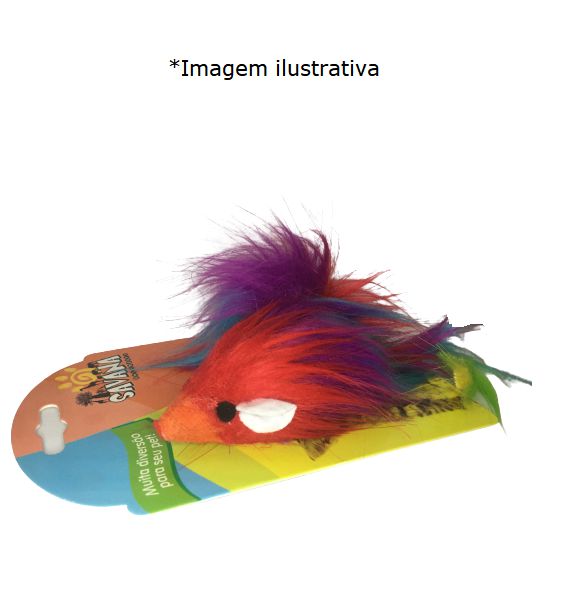 Brinquedo Para Gatos Ratinho Pelúcia Arco-Iris com Bolinha