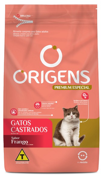 Ração Origens Gatos Castrados Frango