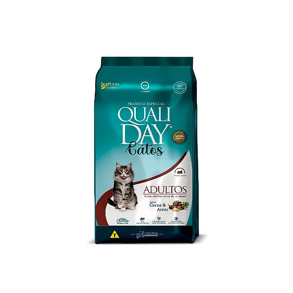 Ração Qualiday Gatos Adultos Carne e Arroz
