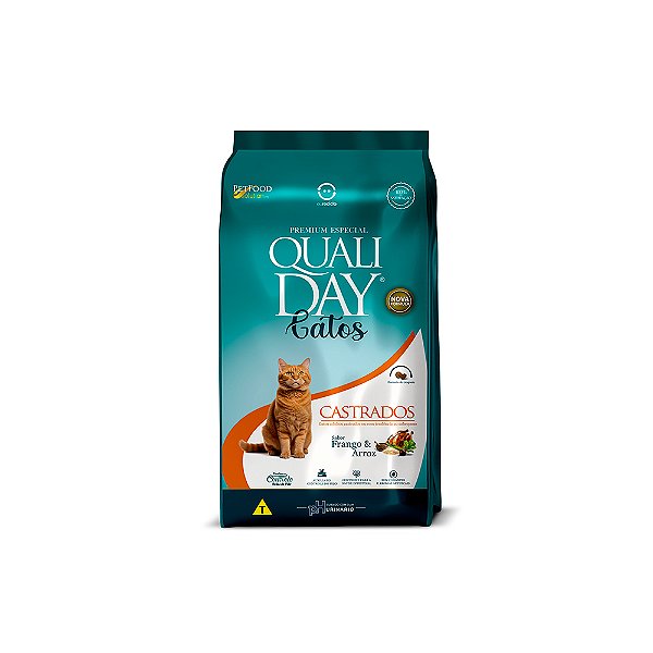 Ração Qualiday Gatos Castrados Frango, Arroz e Vegetais