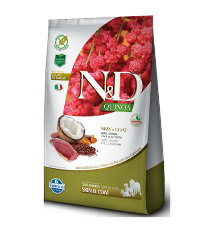 Ração N&D Quinoa Cães Pato Pele e Pelo (Skin & Coat)