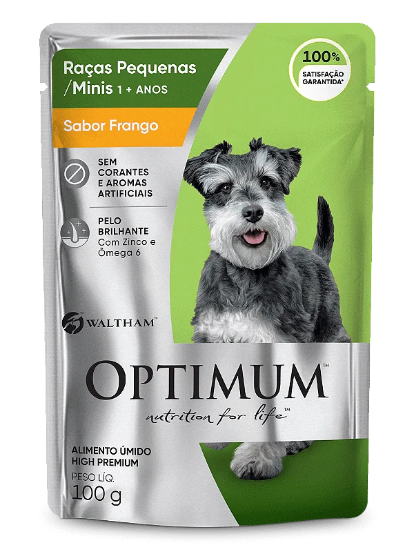 Sachê Optimum Raças Pequenas e Minis Frango para Cães Adultos 100gr