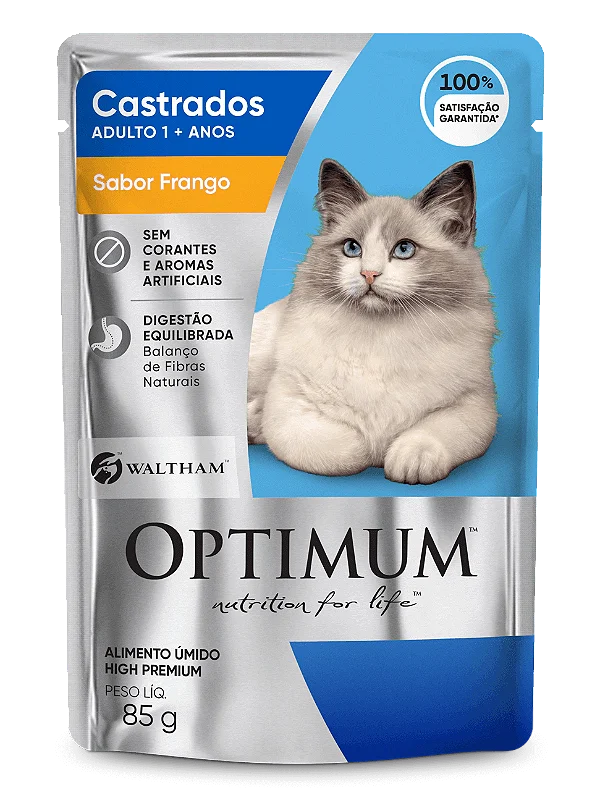 Sachê Optimum Cat Adultos Castrados Frango 85gr
