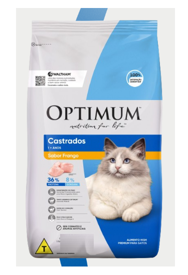 Ração Optimum Gatos Castrados Frango 3kg