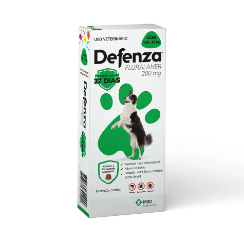 Antipulgas e Carrapatos Defenza 200mg 10kg à 20kg - 1 comprimido