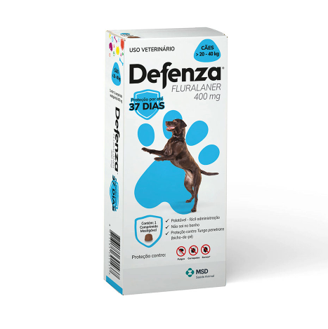 Antipulgas e Carrapatos Defenza 400mg 20kg á 40kg - 1 comprimido