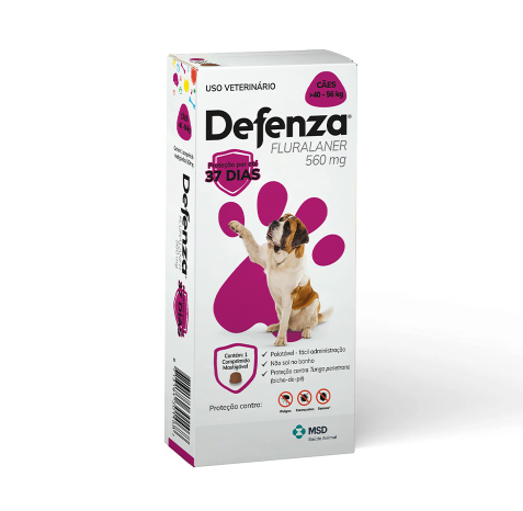 Antipulgas e Carrapatos Defenza 560mg 40kg à 56kg  - 1 comprimido