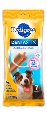 Petisco Pedigree Dentastix para Cães Adultos Porte Médio Sabor Carne 180gr