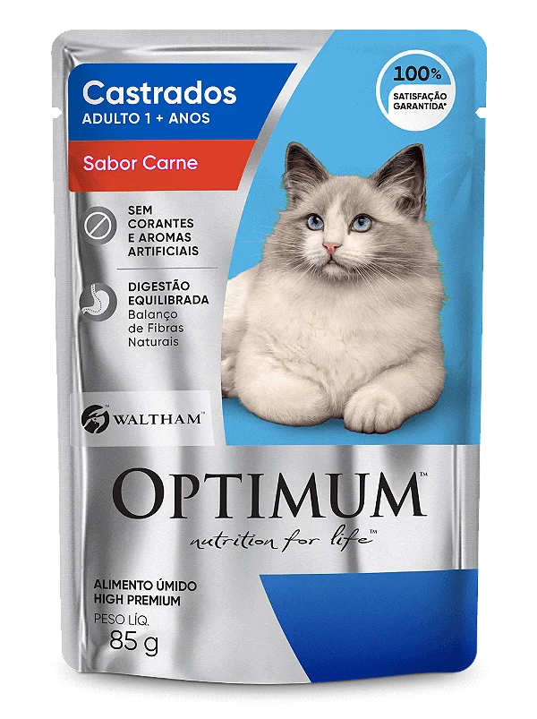 Sachê Optimum Cat Adultos Castrados Carne 85gr