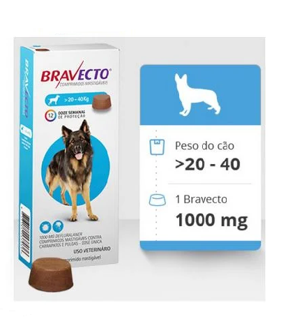 Antipulgas e Carrapatos Bravecto 20 a 40kg