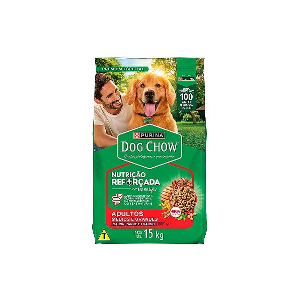 Ração Dog Chow Adultos Raças Médias e Grandes Carne e Frango 15kg