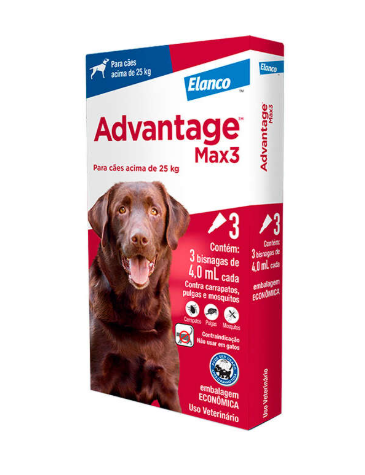 Advantage Max 3 com 4ml Cães + de 25kg - 3 Unidades