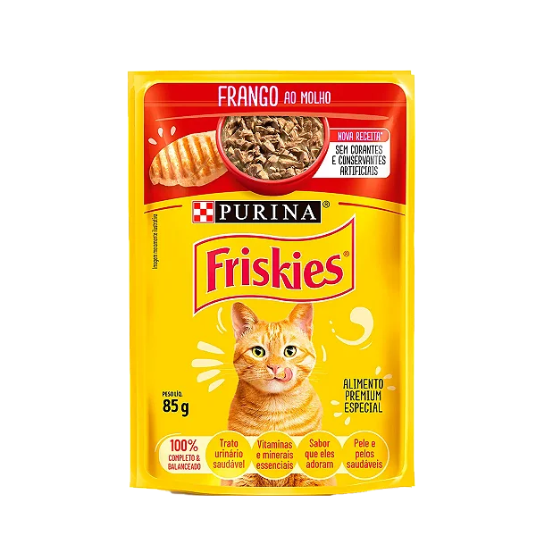 Sachê Friskies Frango ao Molho para Gatos 85g