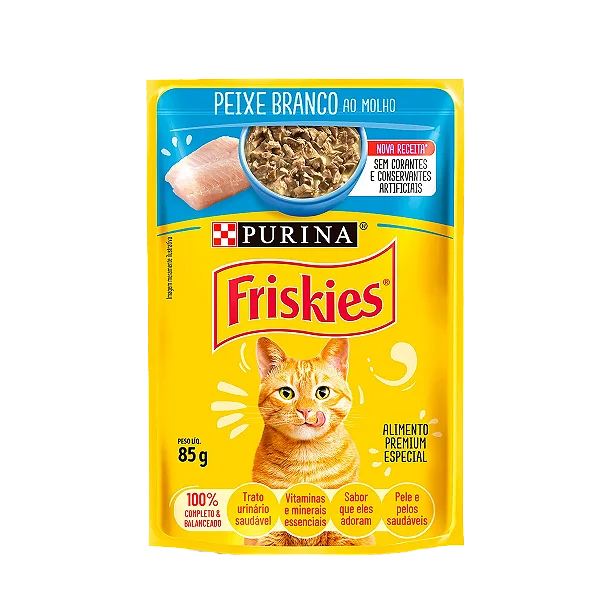 Sachê Friskies Peixe Branco ao Molho para Gatos 85g