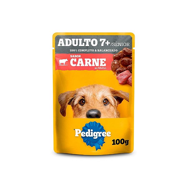 Sachê Pedigree Carne ao Molho para Cães Adultos +7 Anos 100g