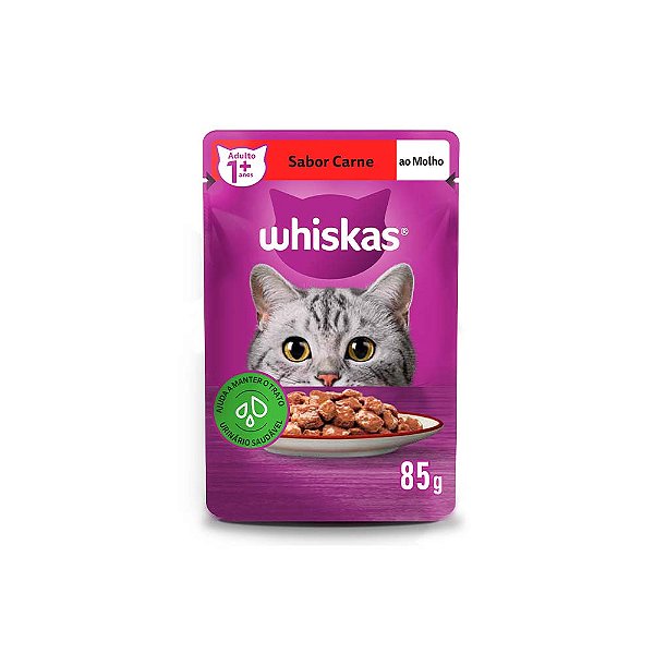 Sachê Whiskas Carne ao Molho para Gatos Adultos 85g