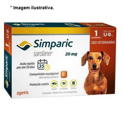 Antipulgas Simparic  20mg Cães 5,1 à 10kg 1 Unidade