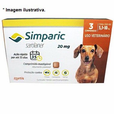 Antipulgas Simparic 20mg Cães 5,1 à 10kg ( 3 comprimidos) Combo
