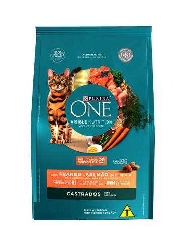 Ração One Gatos Castrados Frango e Salmão